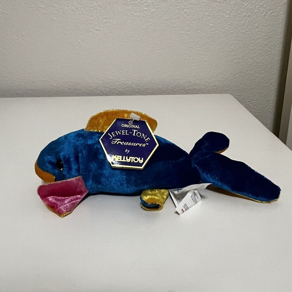 Vintage Kellytoy Original Jewel Tone Treasures Fish Plush Stuffed Animal 1999